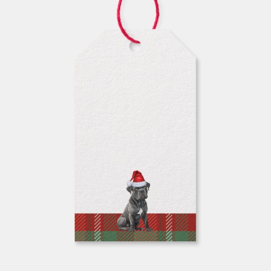 Urlaub Kariert mit einem Cane Corso Dog Weihnachte Geschenkanhänger (Rückseite)