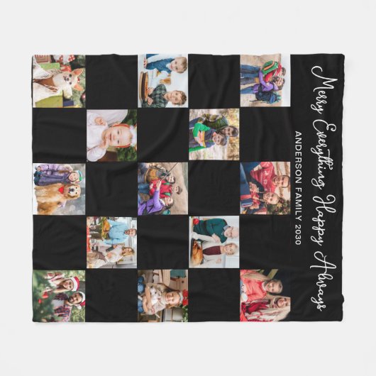 Urlaub Kariert Personalisiert Einzigartig 13 FotoC Fleecedecke (Vorderseite (Horizontal))