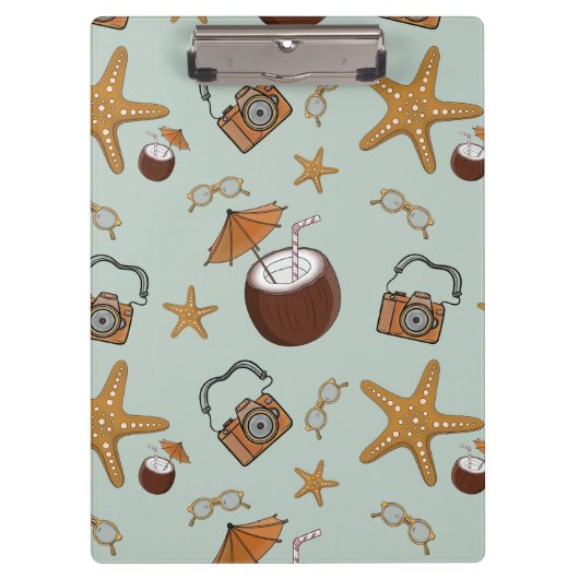 Urlaub, Kokosnüsse und Kameras-Zwischenablage Klemmbrett (Vorderseite)