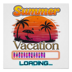 Urlaub lädt Sommer Sonnenuntergang Strand Poster