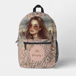 Urlaub, Lass uns wegfahren! Gedruckter Rucksack