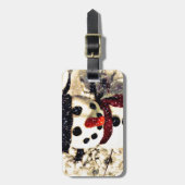 Urlaub lassen es schneebezaubernden Schneemann Gepäckanhänger (Vorderseite vertikal)