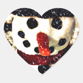 Urlaub lassen es schneebezaubernden Schneemann Herz-Aufkleber