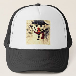 Urlaub lassen es schneebezaubernden Schneemann Truckerkappe
