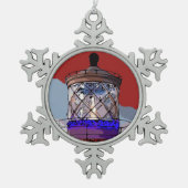URLAUB LIGHTHOUSE SCHNEEFLOCKEN Zinn-Ornament (Vorderseite)