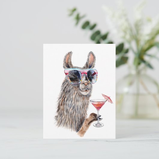 Urlaub Llama Postkarte (Stehend Vorderseite)