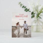 Urlaub Merry wir Verheiratet gepeitscht Pun Ankünd Postkarte (Stehend Vorderseite)