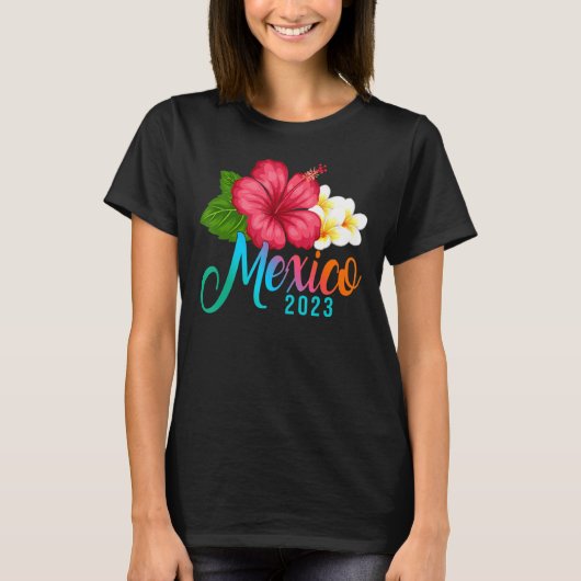 Urlaub Mexiko Tropischer Hibiskus Blume T-Shirt (Vorderseite)