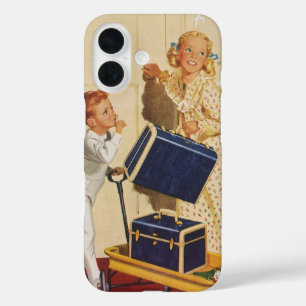 Urlaub mit der Familie im Vintage-Stil, Vater, Kin iPhone 16 Hülle