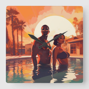 URLAUB MIT MEINER BESTEN FREUNDIN #2 QUADRATISCHE WANDUHR