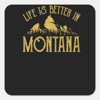 Urlaub Natur Wandern in Montana Quadratischer Aufkleber