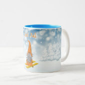 Urlaub| Nisse-Skiwald-Schnee-Orange Zweifarbige Tasse (VorderseiteRechts)