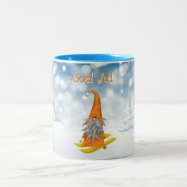 Urlaub| Nisse-Skiwald-Schnee-Orange Zweifarbige Tasse