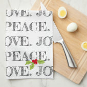 Urlaub PEACE. LIEBE. JOY. Christmas Holly Artisan Geschirrtuch (Viertel Falte)