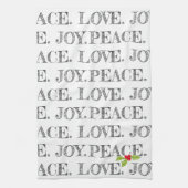 Urlaub PEACE. LIEBE. JOY. Christmas Holly Artisan Geschirrtuch (Vertikal)