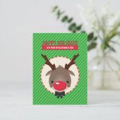 URLAUB POSTCARD :: Rentierrudolf mit roter Nase Feiertagspostkarte (Stehend Vorderseite)