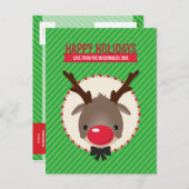 URLAUB POSTCARD :: Rentierrudolf mit roter Nase Feiertagspostkarte (Vorne/Hinten)