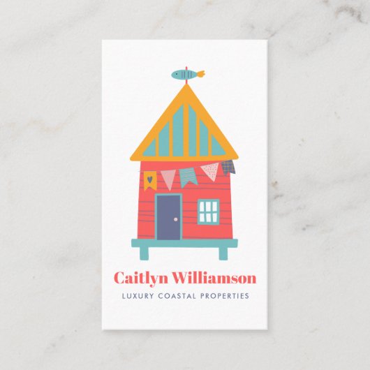 Urlaub Real Anwesen Foto QR Code Fun Beach House Visitenkarte (Vorderseite)