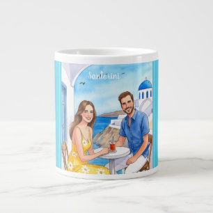 Urlaub, Romantische Abenteuer in Santorin Jumbo-Tasse