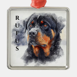 URLAUB ROTWEILLER HUNDE AM SCHNEETAG ORNAMENT AUS METALL
