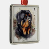 URLAUB ROTWEILLER HUNDE GESICHT MIT PINENKONEN ORNAMENT AUS METALL (Rechts)