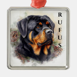 URLAUB ROTWEILLER HUNDE GESICHT MIT PINENKONEN ORNAMENT AUS METALL