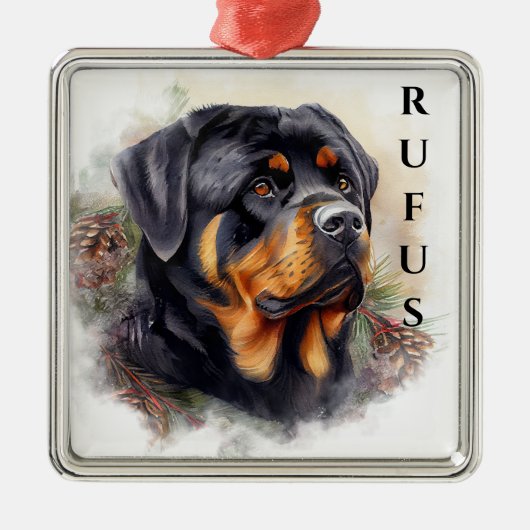 URLAUB ROTWEILLER HUNDE GESICHT MIT PINENKONEN ORNAMENT AUS METALL (Vorne)