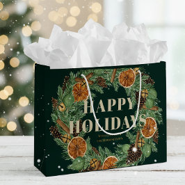 Urlaub Rustikaler Kiefernrost Orangefarbenes Wasse Große Geschenktüte