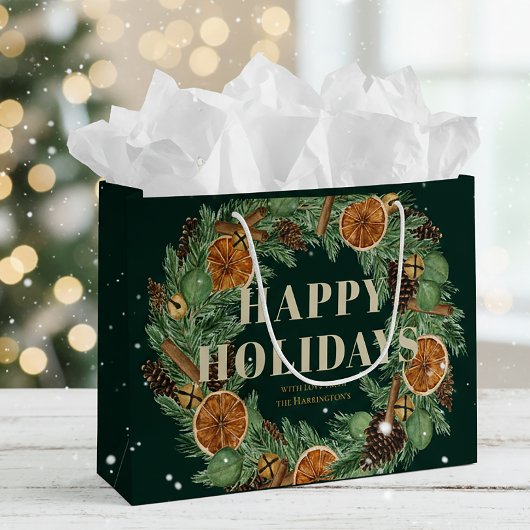 Urlaub Rustikaler Kiefernrost Orangefarbenes Wasse Große Geschenktüte