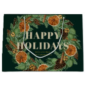 Urlaub Rustikaler Kiefernrost Orangefarbenes Wasse Große Geschenktüte (Vorderseite)