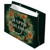 Urlaub Rustikaler Kiefernrost Orangefarbenes Wasse Große Geschenktüte (Vorderseite Schrägansicht)