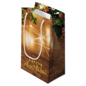 Urlaub Rustikaler Mistletoe, Saitenleuchten, Holz Kleine Geschenktüte (Vorderseite Schrägansicht)