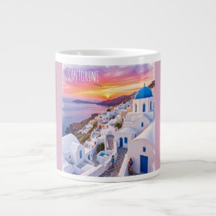 Urlaub, schöner Sonnenuntergang in Santorin Jumbo-Tasse