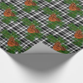 Urlaub Schwarz-weiß Kariert mit Kiefernzapfen Deta Geschenkpapier (Ecke)