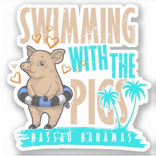 Urlaub Schweine Nassau Bahamas Sticker Cruise (Vorderseite)