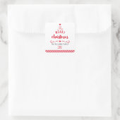 URLAUB SIEGEL frohe Weihnachten Baum festliche Rot Quadratischer Aufkleber (Tasche)