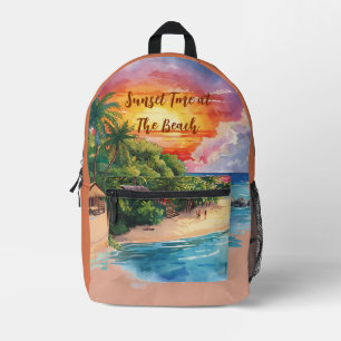 Urlaub, Sonnenuntergang am Strand, Sommer Bedruckt Bedruckter Rucksack