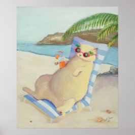 Urlaub Strandkatze unter Palmenbaum Wandkunst Poster