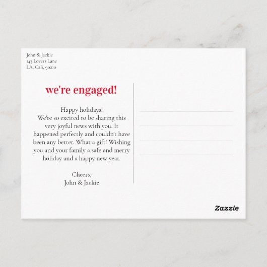 Urlaub Überraschung Fröhliche Verlobung Ankündigun Postkarte (Rückseite)