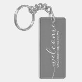 Urlaub Vermietung Grau Willkommen Schlüsselanhänger (Vorderseite links)