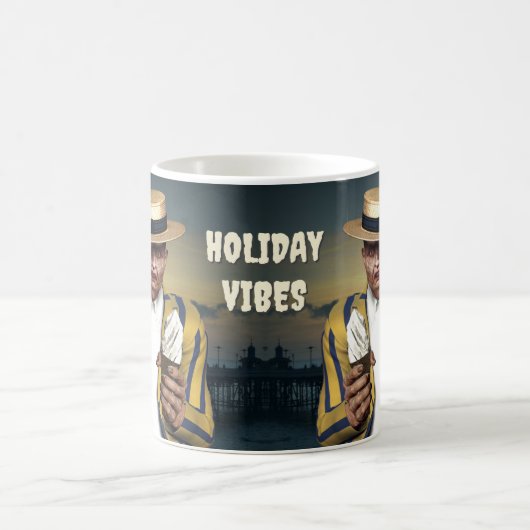 Urlaub Vibes. Unbestimmte Kreatur macht eine Pause Kaffeetasse (Mittel)