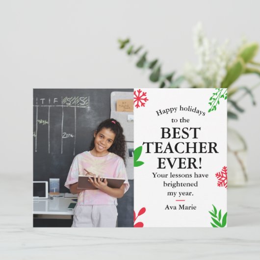 Urlaub will Lehrer Feiertagskarte (Stehend Vorderseite)