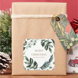 Urlaub Winter Grün Frohe Weihnachten Quadratischer Aufkleber