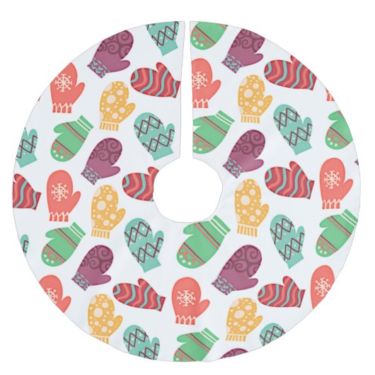 Urlaub Winter Mittens Polyester Weihnachtsbaumdecke (Vorderseite)