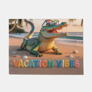 "Urlaubs-Vibes" Cooler Krokodil am Strand Fußmatte