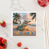 "Urlaubs-Vibes" Cooler Krokodil am Strand Serviette (Beispiel)