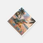 "Urlaubs-Vibes" Cooler Krokodil am Strand Serviette (Ecke)