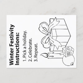 Urlaubsanweisungen Feiertagspostkarte