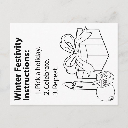 Urlaubsanweisungen Feiertagspostkarte (Vorderseite)