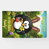 Urlaubsbanner: Farbenfrohe Osterpenquin Banner (Horizontal)